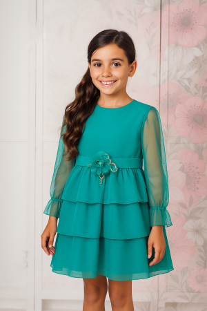 VESTIDO  DE CEREMONIA DE NIÑA TUL TURQUESA